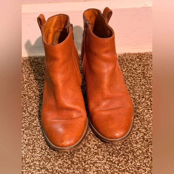 Madewell Billie Boots genuine leather stacked heel coffee Size 6.5 - Picture 2 of 11